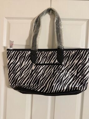 Zebra-Pattern Tote Bag in Black and White